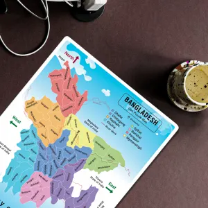 English - Colorful BD Map Educational Puzzle – 64 Districts and River