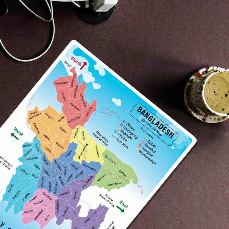 English - Colorful BD Map Educational Puzzle – 64 Districts and River