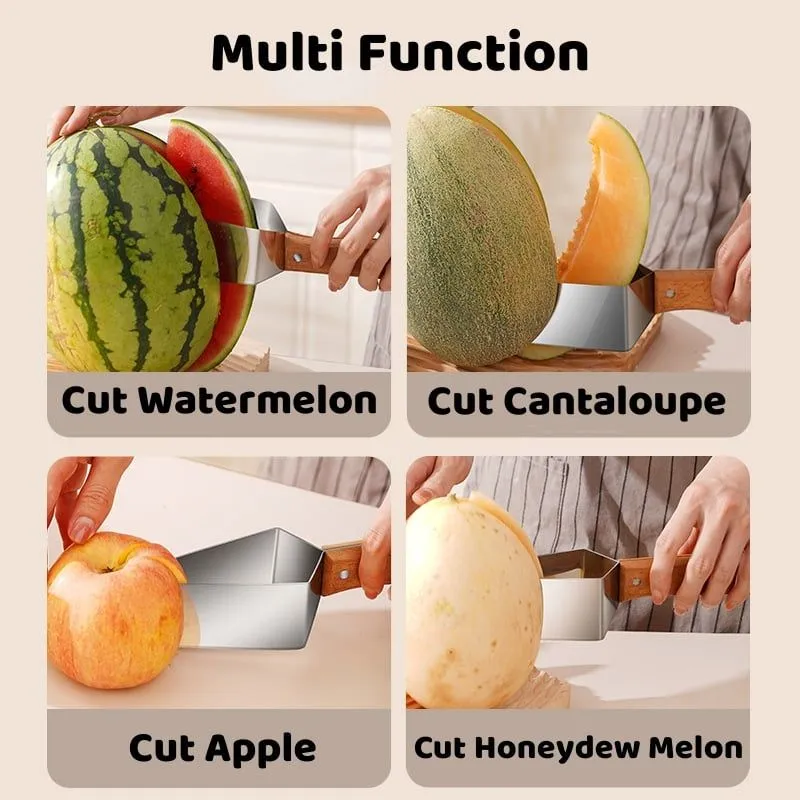 Watermelon Slicer, Watermelon Cut Into Pieces, Stainless Steel Wooden-handled Watermelon Knife Tool