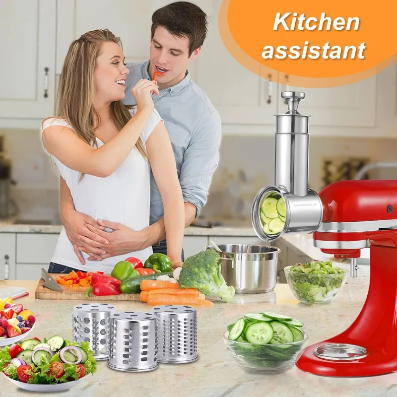 KA304 Large Stainless Steel Slicer Shredder Attachment for KitchenAid Mixers,Dishwasher Safe Vegetable Cheese Grater Accessories