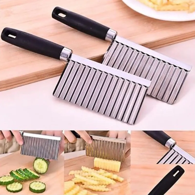 Creative Wavy Shaped French Fry Cutter Potato Slicer Multi-functional Stainless Steel Safe Easy To Use Clean