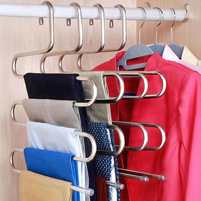 কোডঃ 5LCH; 1 Set (৩ পিছ) Stainless Steel 5 layers Clothes Hangers (Random Color)