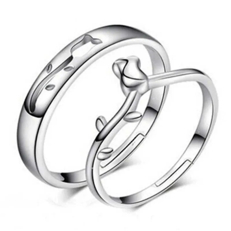 কোডঃ FR03; Silver Plated Couple Finger Ring