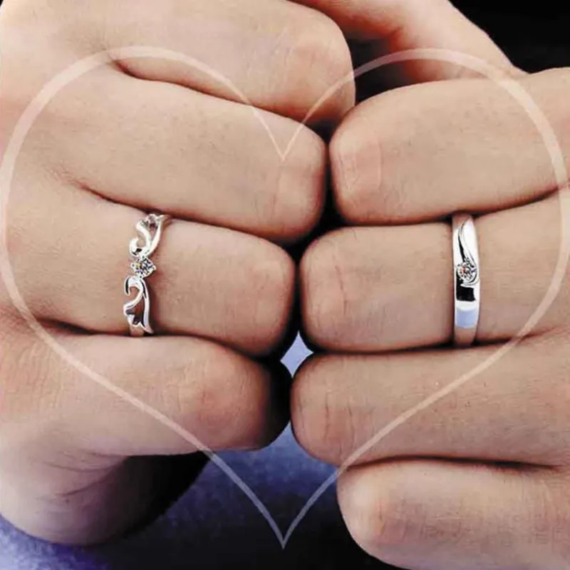 কোডঃ FR12; Silver Plated Couple Finger Ring