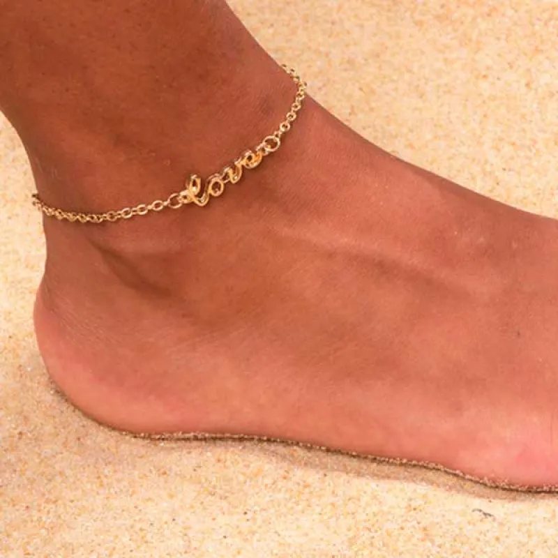 কোডঃ ANK05; Golden Color Love Anklet (For 1 Leg)