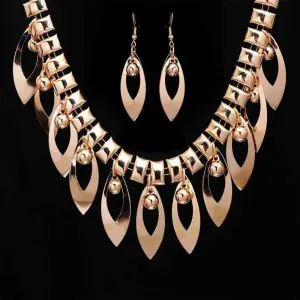 কোডঃ NEC07; Gold Plate Fashionable Jewelry Set (Necklace & Earring)