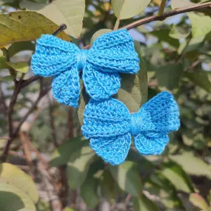 কোডঃ BS04; Handmade Crochet Bow Hair Clips (1 Pair) 🎀✨