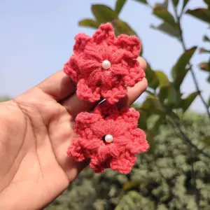 কোডঃ MF29; Handmade Crochet Multi-Layer Flower Hair Band/Rubber (1 Pair) 🌺✨