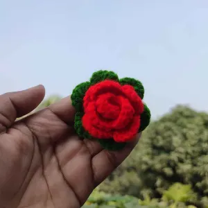 কোডঃ RR26; Handmade Crochet Red Rose Hair Band/Rubber (1 Piece) 🌹✨