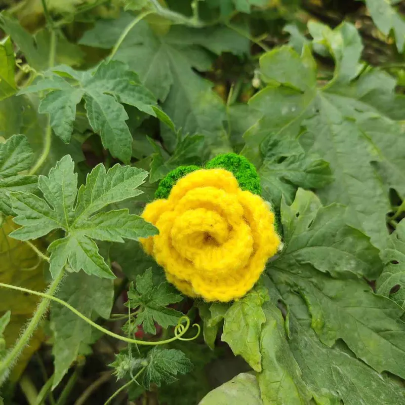 কোডঃ YR27; Handmade Crochet Yellow Rose Hair Band/Rubber (1 Piece) 🌼🌿