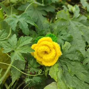কোডঃ YR27; Handmade Crochet Yellow Rose Hair Band/Rubber (1 Piece) 🌼🌿