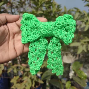 কোডঃ BB05; Handmade Crochet Lace Bow Big Barrette Hair Clip (1 Piece) 🎀✨