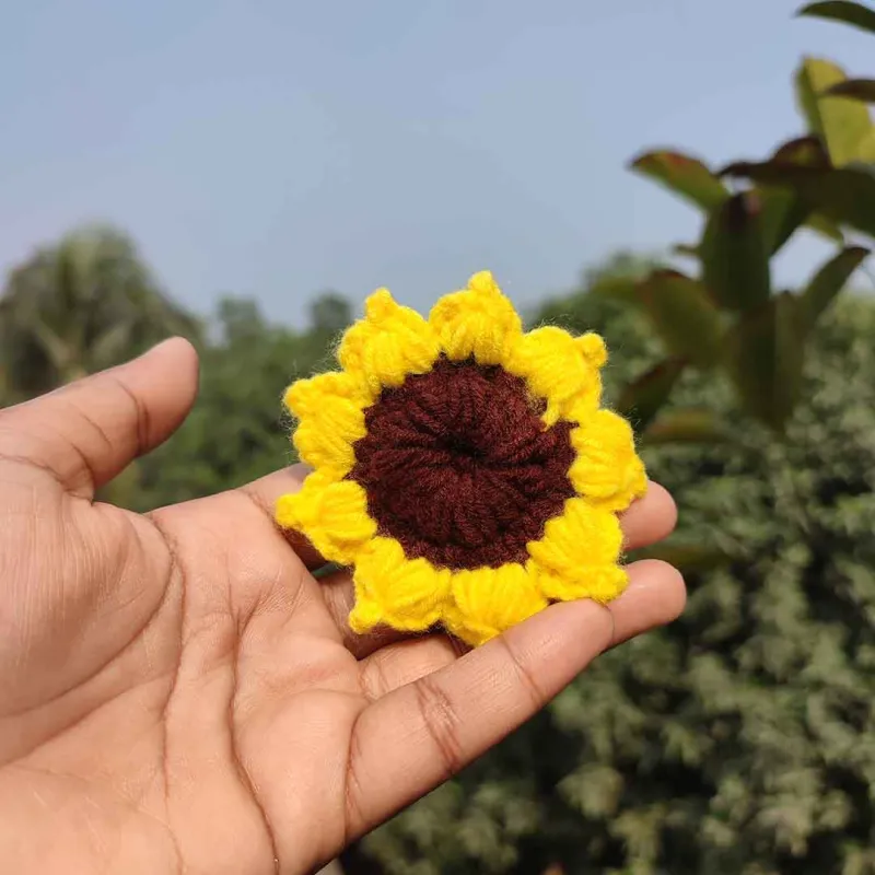 কোডঃ SFB08; Handmade Crochet Sunflower Hair Band (1 Piece) 🌻✨