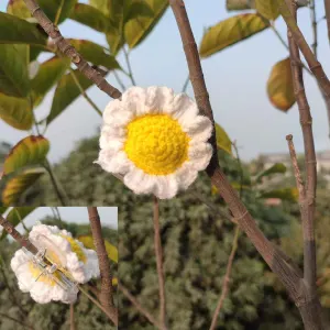 কোডঃ SFK35; Handmade Crochet Daisy Kakra Band/Punch Clip 🌼✨