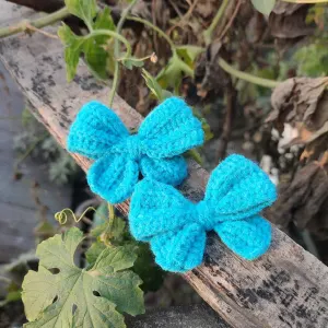 কোডঃ BS32; Handmade Crochet Bow Hair Band/Rubber (1 Pair) ❤️🎀