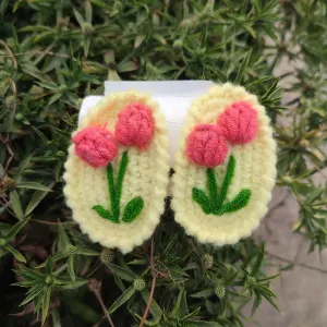 কোডঃ TFC37; Handmade Crochet Tulip Flower Hair Clips (1 Pair) 🌷✨