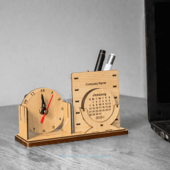 Costeater Triple Function Desk Organizer: Calendar, Pen Holder, and Desk Clock