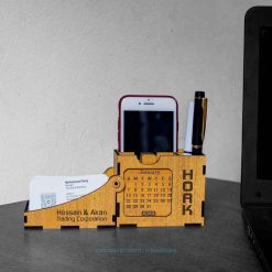 Wooden Desk Calendar 2023 with Pen Holder and Slip Pad